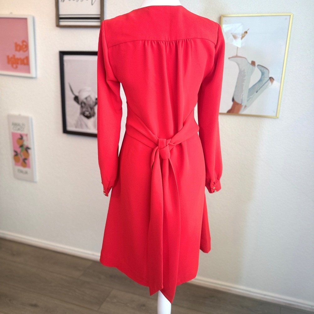 Kate Spade Fit and Flare Tie Waist Mini Red Dress Size 2 - Picture 7 of 16